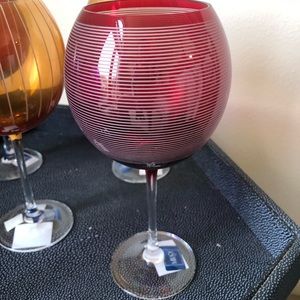 Set of 6 Tall Steamed Glasses, Two of each pattern.